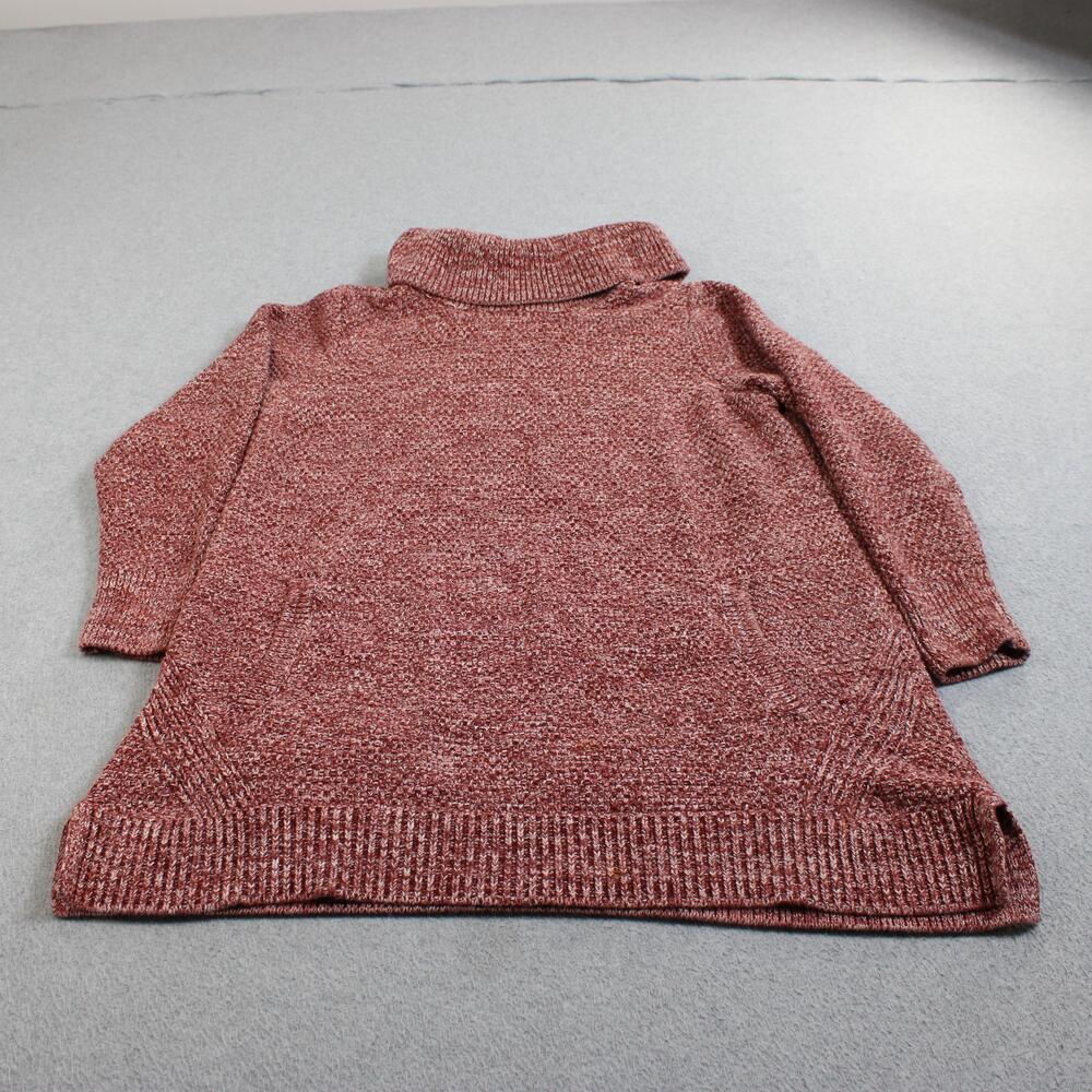 Duluth Trading Co Sweater Tunic Women 1X Red Cowl Neck Pockets Knit Cozy Stretch
